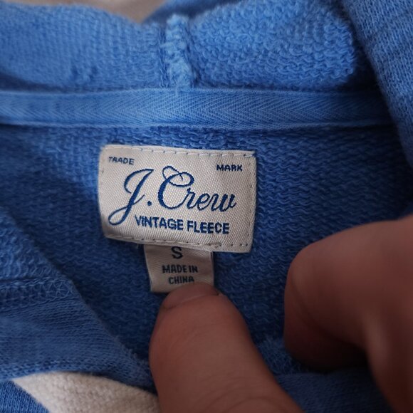 J. Crew Vintage Fleece Cotton Terry Hoodie Womens Small Blue Pullover Pocket - Picture 7 of 16